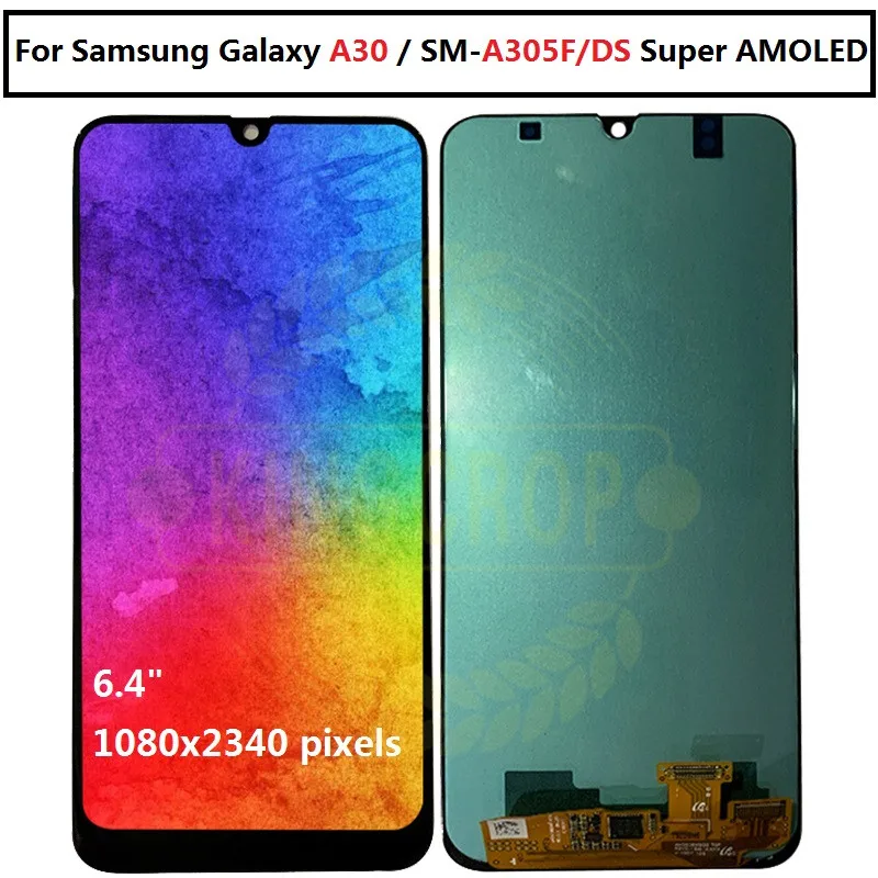 Для samsung galaxy A30 A305/DS A305F A305FD A305A дисплей с рамкой сенсорный экран дигитайзер в сборе для samsung A30 lcd