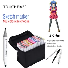 Touchfive 30/40/60/80/168 Цвета Маркер комплект Dual Head маркеры для эскизов кисть для рисовать манга анимация дизайн товары для рукоделия