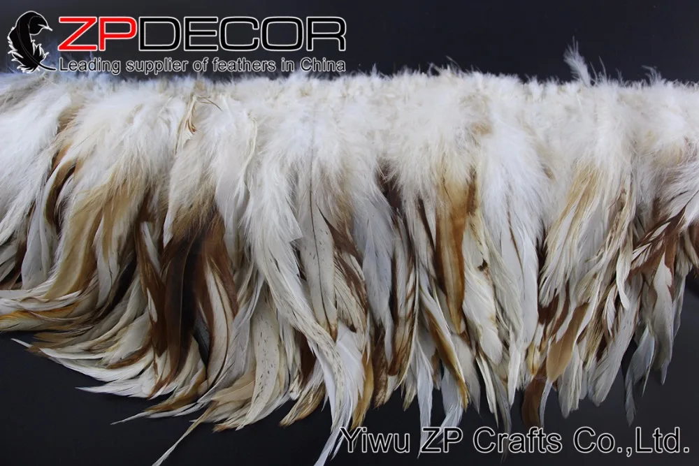 NATURAL BEIGE Strung Rooster Schlappen Feathers (5)