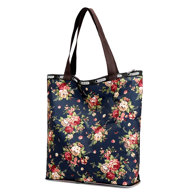 2019 Fashion Floral Shopping Bag Eco-friendly Folding Portable Shoulder bag Reusable Handbag large capacity Travel Grocery Bags
