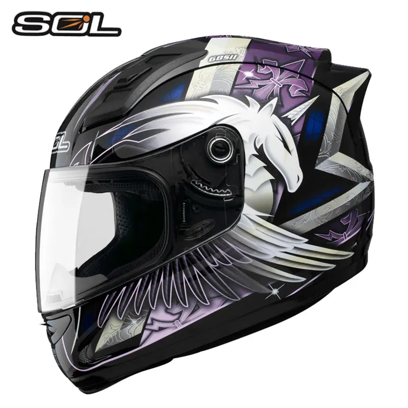 SOL moto rcycle шлем полное лицо шлем индивидуальность Единорог для мужчин и женщин мото гоночный велосипед точка одобрить Мото шлем 69S - Цвет: 5