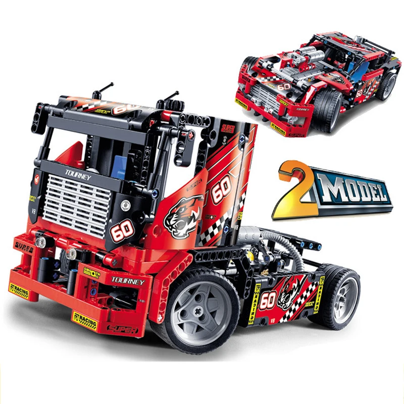 608pcs Race Truck Car 2 In 1 Transformable Model Building Blocks Toy Kit DIY Educational Christmas Birthday Gifts | Игрушки и хобби