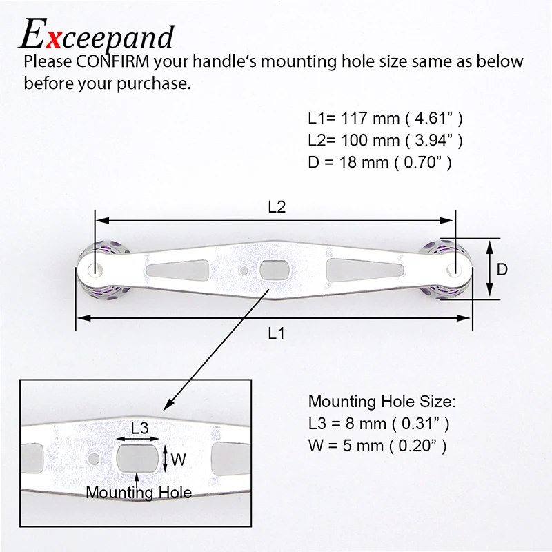 Exceepand 4 Ball Bearings Purple Fishing Reel Handle for Abu Garcia Daiwa Baitcasting Reel Grips Exceepand 4 Ball Bearings Purple Fishing Reel Handle for Abu Garcia Daiwa Baitcasting Reel Grips