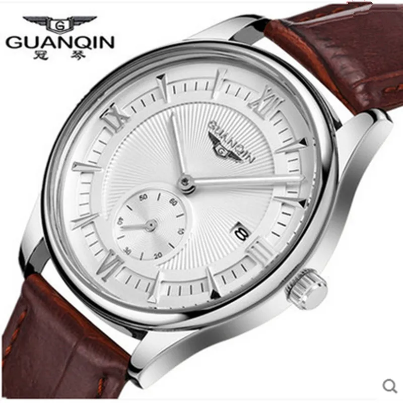 Бренд GUANQIN мужские часы с тремя контактами модные повседневные водонепроницаемые мужские дизайнерские кварцевые часы мужские золотые наручные часы Relogio Masculino
