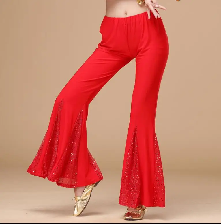 Женские брюки для танца живота, Кристальные хлопковые брюки «рыбий хвост», Профессиональная Одежда для танцев - Цвет: Red