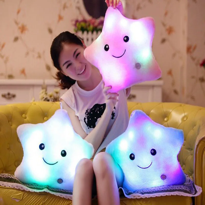 Cute Throw Pillow LED Light Up Cartoon Colorful Star Soft Stuffed Plush Toys Gift 2014 New |
