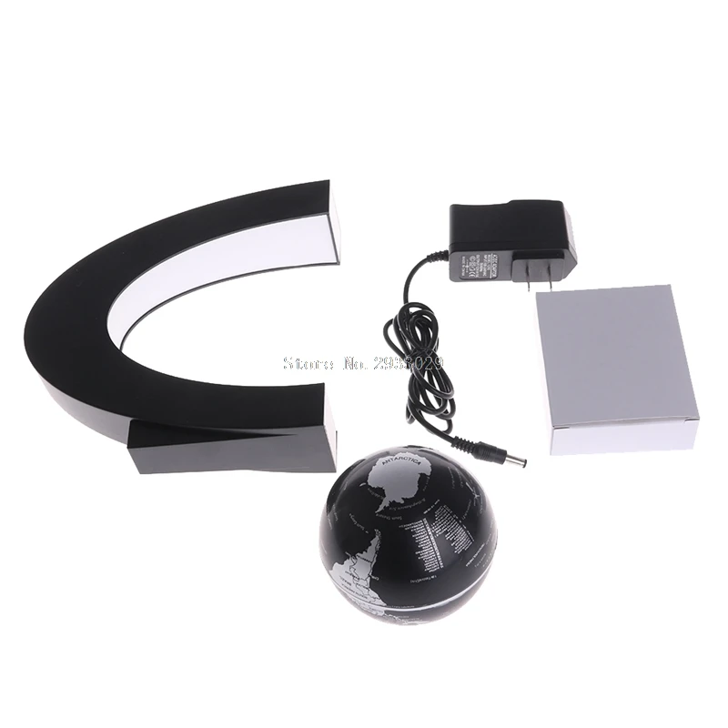 

C Shape Magnetic Levitation Floating Globe World Map with LED Light US Plug Gift -B116
