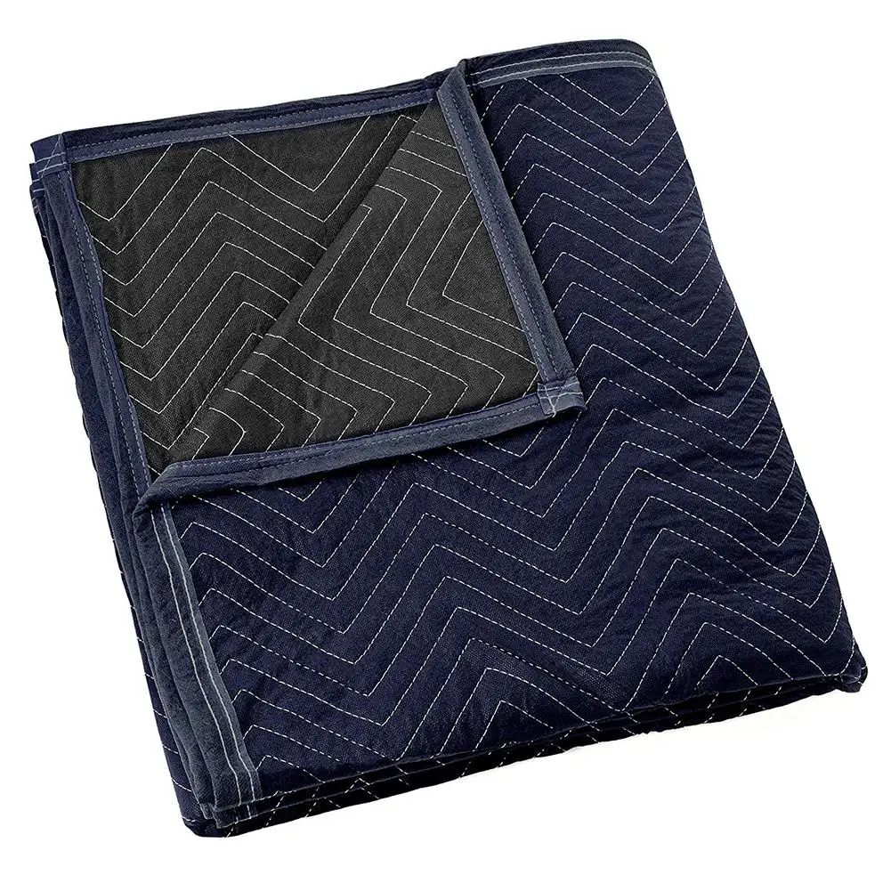 

Moving Packing Blankets Wear-resisting Blankets Quilted Shipping Furniture Pads Blue and Black #4O