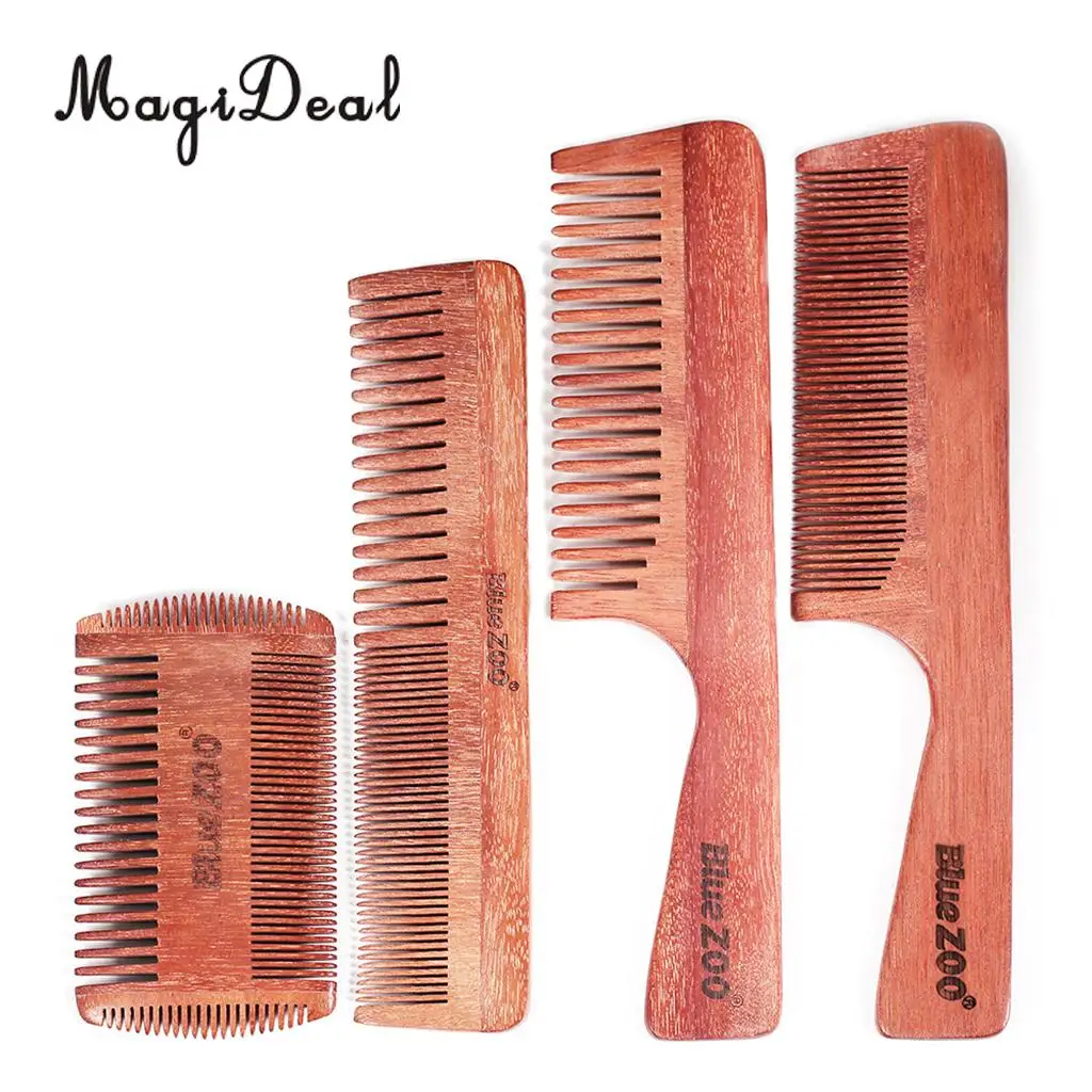 Handmade Anti Static Natural Sandalwood Men Fine Coarse Teeth Beard Mustache Grooming Styling Comb