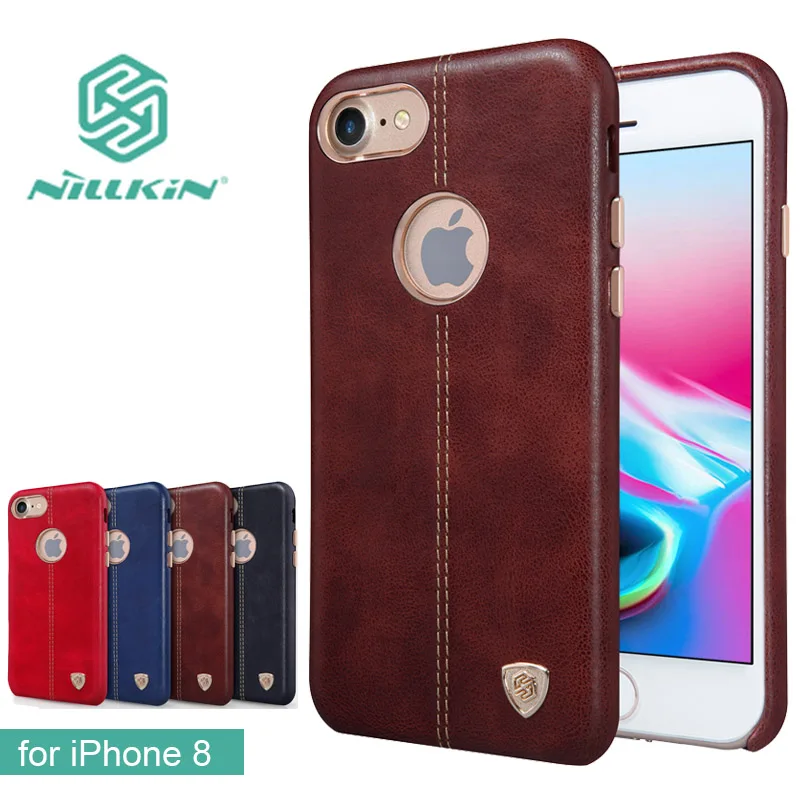 

for iPhone 8 Case Nillkin Englon Series Cell Phone Leather Case Luxury Back Cover Case for iPhone 8 4.7" with iRon Sheet Shield