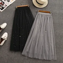 Новое поступление, Весенняя длинная юбка Феи в Корейском стиле Faldas Largas Elegantes с высокой талией, Женская юбка из тюля