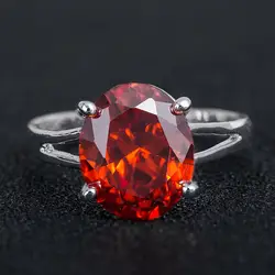 MOONROCY серебро цвет обручальное кольцо фианит красные, синие Кристалл CZ кольца овальные украшения для вечерние для женщин подарок для