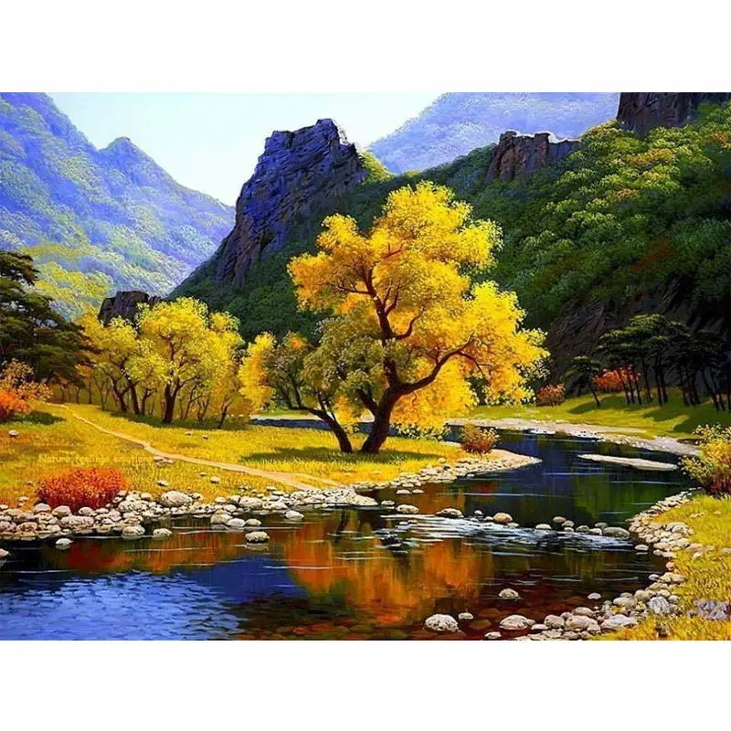

CHUNXIA Framed DIY Painting By Numbers Landscape Acrylic Painting Modern Picture Home Decor For Living Room 40x50cm RA3377
