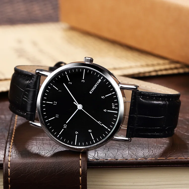 

KINGNUOS 2017 Top Brand Quartz Watch Men Fashion Casual Analog Black Leather Wrist Watches Male Clock Hodinky Relogio Masculino
