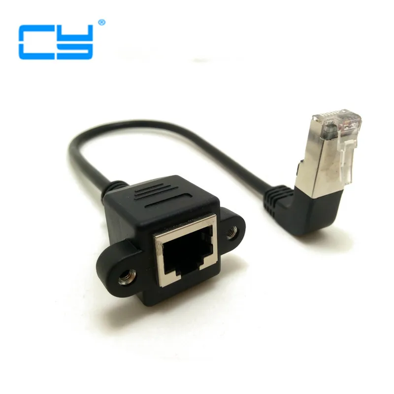 Вниз Угловой 90 градусов 8P8C FTP STP UTP Cat 5e RJ45 папа к женскому Lan Ethernet Сетевой