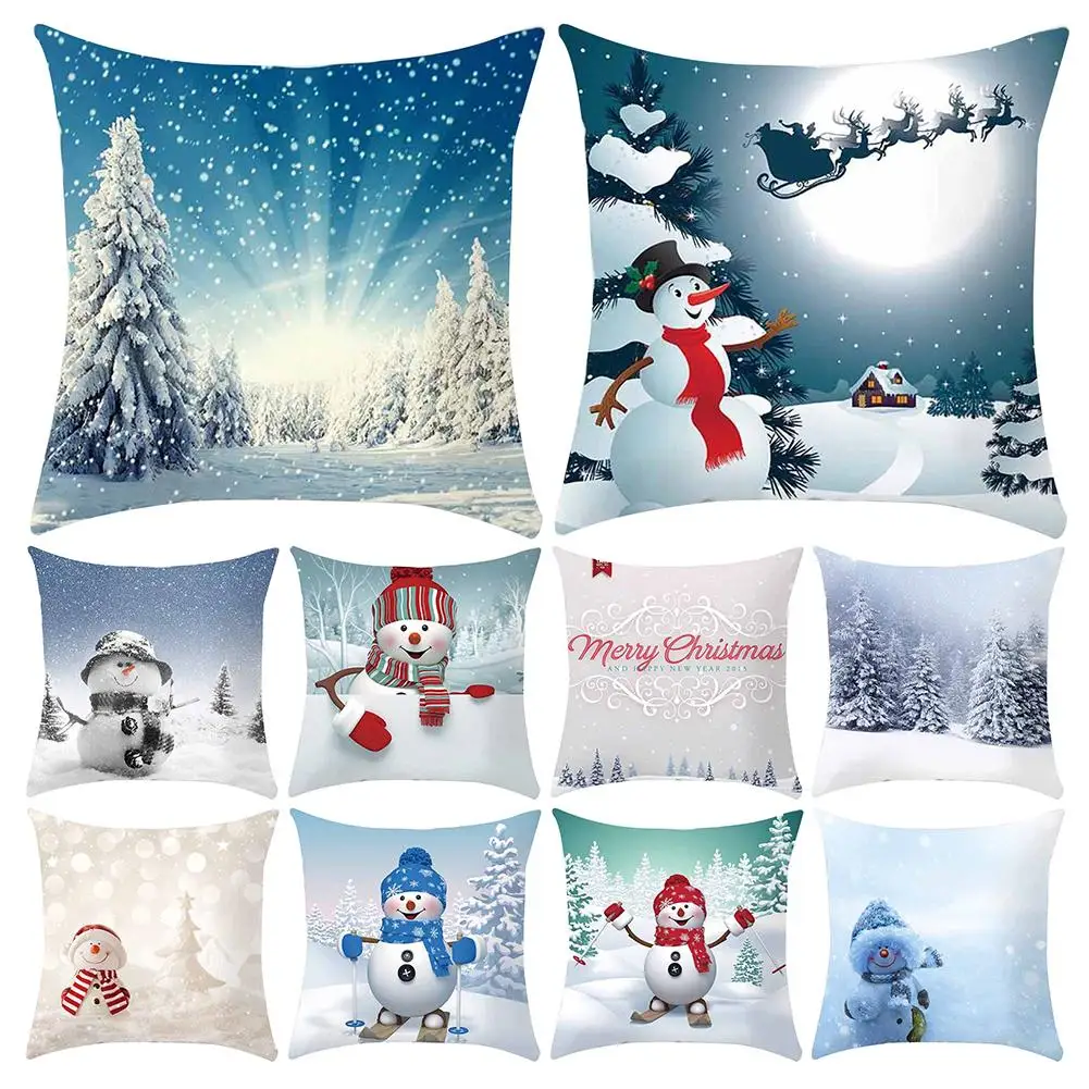 

45x45cm Christmas Snowman Throw Pillow Case Cushion Cover Sofa Bed Car Decor New