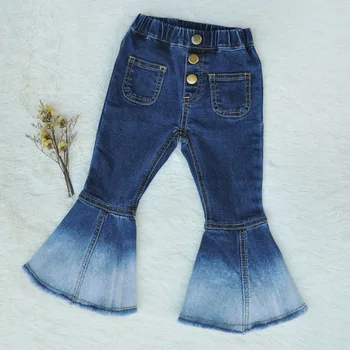 weLaken BIGGER SIZE  New Kids Vintage Jeans Girls Jeans Bell bottoms Children's Pants Autumn Outwear 6