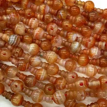 Натуральный Сардоникс Оранжевый Красный Кружевной Агат пагода тройник голова Будды Тибетский гуру бусины подходят для ювелирных изделий DIY ожерелья(10 бусин/лот