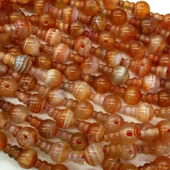 

Natural Sardonyx Orange Red Lace Agate Pagoda Tee Buddha Head Tibet Guru Beads Fit Jewelry DIY Necklaces (10 Beads/lot)