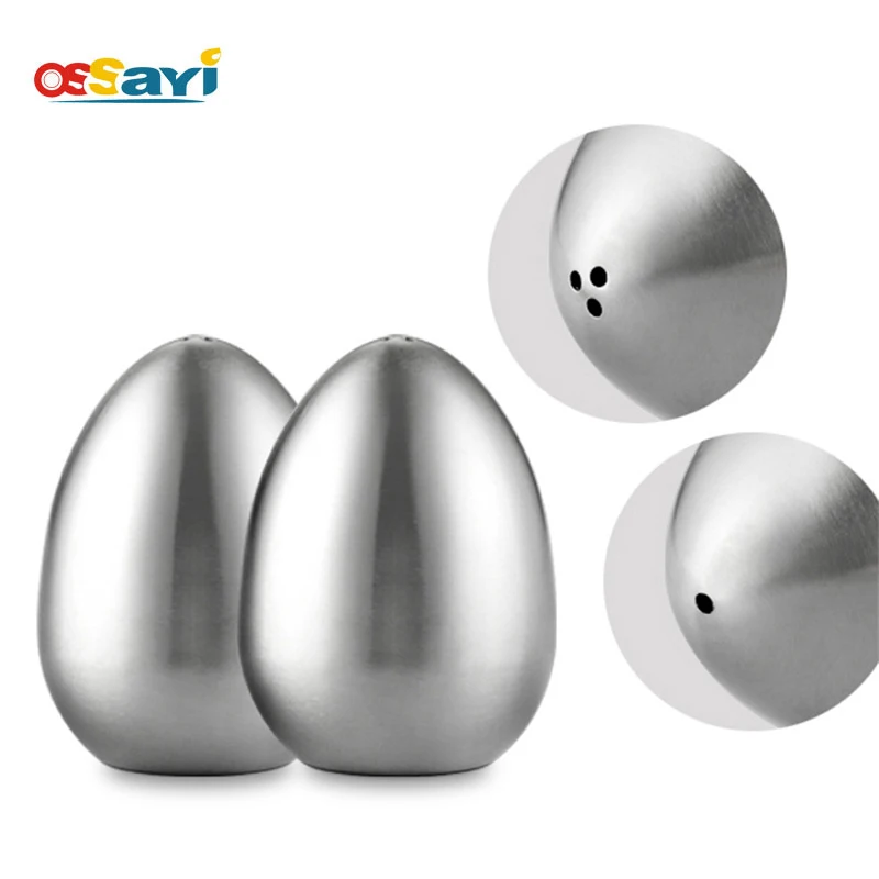 

1Pcs Salt Spice Pepper Shaker Metal Salt Pepper Holder Seasoning Bottle Stainless Egg Shaped Condiment Bottle Kitchen Gadgets