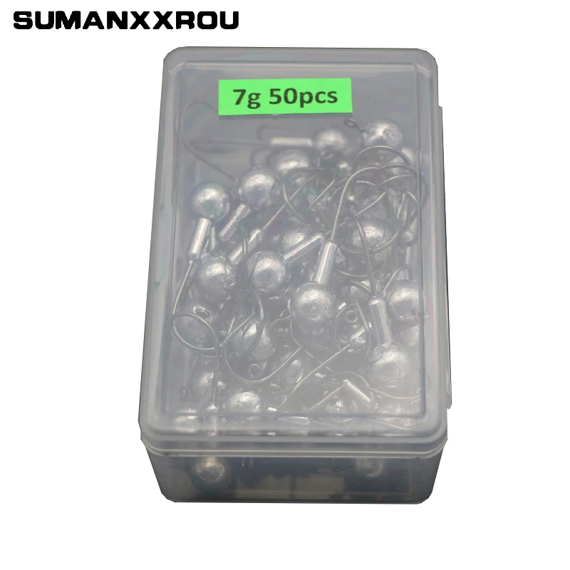 50pcs Jig Head Fishhooks Carbon Steel Fishing Hook 1-20g Lead Jig Hooks For Soft Lure Fishing Accessories YG24