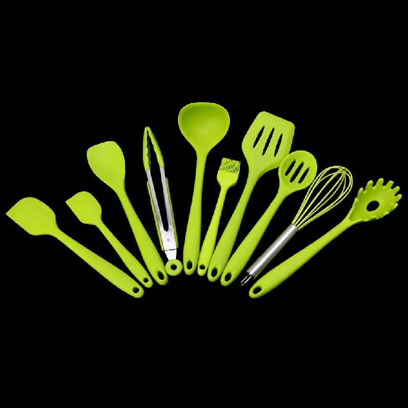 10 шт./компл. антипригарная силиконовая кухонная утварь|cooking set|kitchen cooking setsilicone utensil