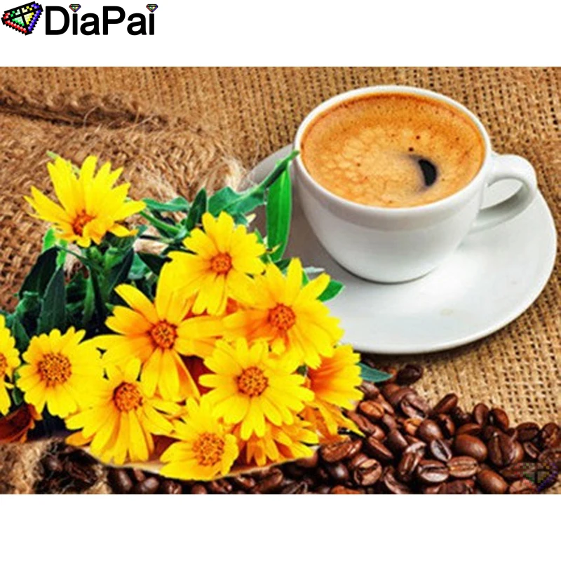 

DIAPAI 5D DIY Diamond Painting 100% Full Square/Round Drill "Coffee cup flower" Diamond Embroidery Cross Stitch 3D Decor A22562