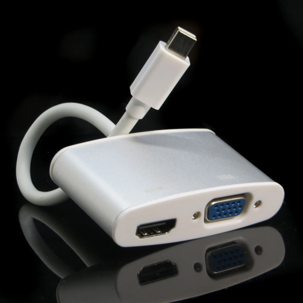 Адаптер кабель с золотым Thunderbolt 2 в 1 Mini DP DisplayPort to HDMI VGA для MacBook Pro Air 20 шт./лот|hdmi vga