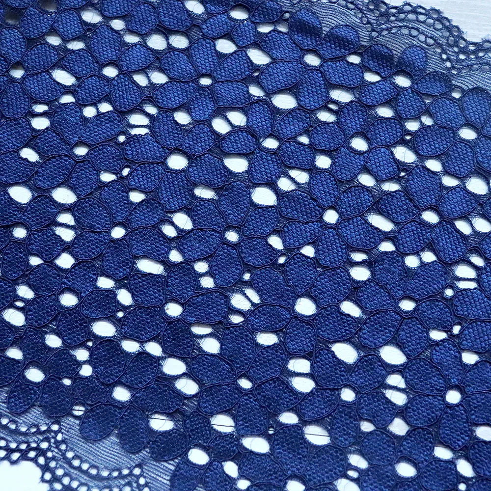1 ярд 18 см ширина эластичное кружево Швейные гипюровые ленты кружевная отделка эластичная ткань основы Вязание DIY аксессуары для одежды темно-синий DIY