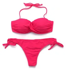 Bikini Solid Strappy Bandage Bikinis Set Sexy Push Up Bikini Swimwear Bandeau Brazilian Swimsuit Bathing Suit Swimwear Women Bikini Solid Strappy Bandage Bikinis Set Sexy Push Up Bikini Swimwear Bandeau Brazilian Swimsuit Bathing Suit Swimwear Women