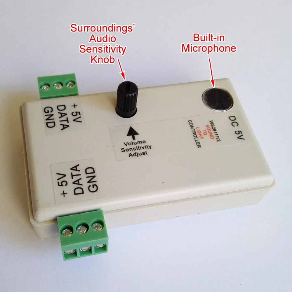 5V WS2811 / WS2812 Sound to Light Controller up to 120 pixels each port