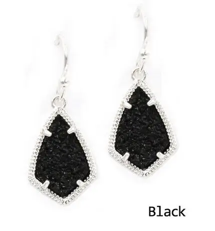 

2018 New Small Kite Square Geometric Resin Druzy Tear Drop Earrings for women