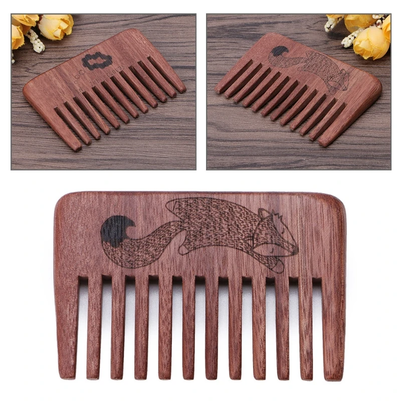 

1pc Wood Comb Wide Tooth Beard Comb Pocket Size Anti-static Massage Hair Care