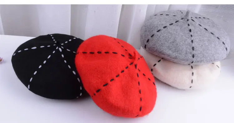 beret women winter french red black wool beret hat women french hat female beret women beret hats women winter  (4)