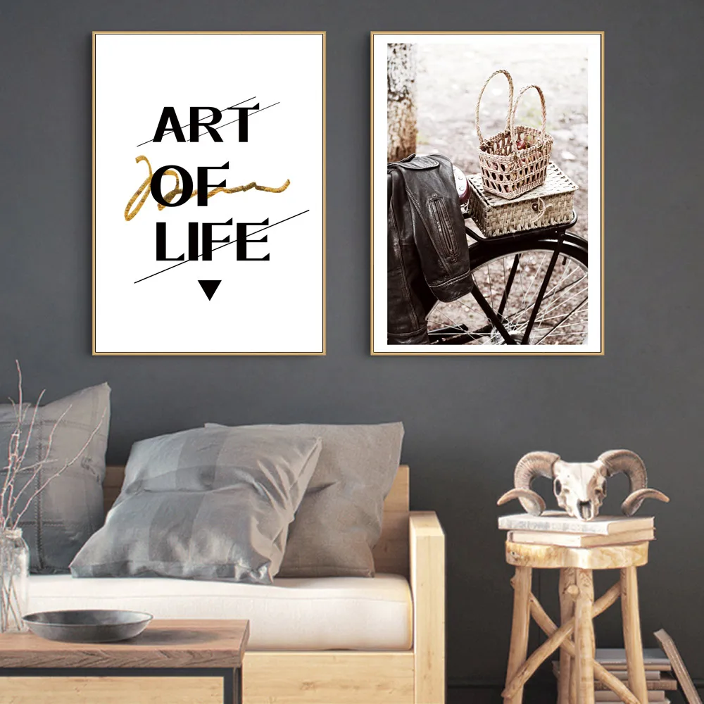 Keep A Good Memory Vintage Picture Scandinavian Office Wall Painting Bicycle Wall Art Canvas Painting Vintage Decor Unframed