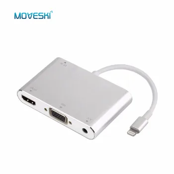 

Moveski 7585C VGA Audio Adapter Converter for Lightning to HDMI HD 1080P Cable Plug & Play 3 in 1 for iPhone series
