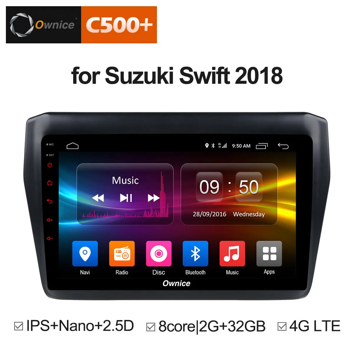 Ownice C500 + G10 Android 8 1 автомобильный dvd для Suzuki Swift 2018 Стерео gps навигация автомобильное