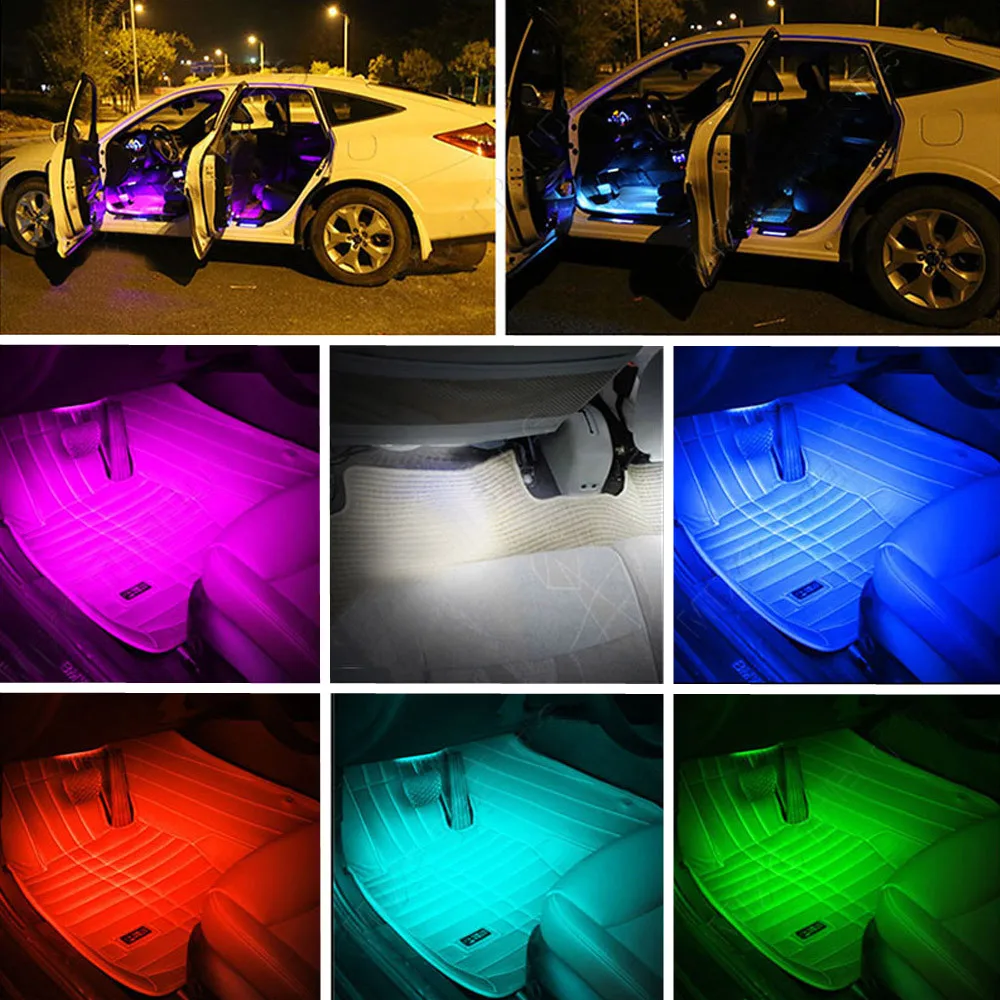 RGB Светодиодные ленты интерьера автомобиля свет универсальный для Audi A3 A4 B6 B8 A6 C6 80 B5 B7 A5 Q5 Q7 TT 8 P 100 8L C7 8 V A1 S3 Q3 A8 B9