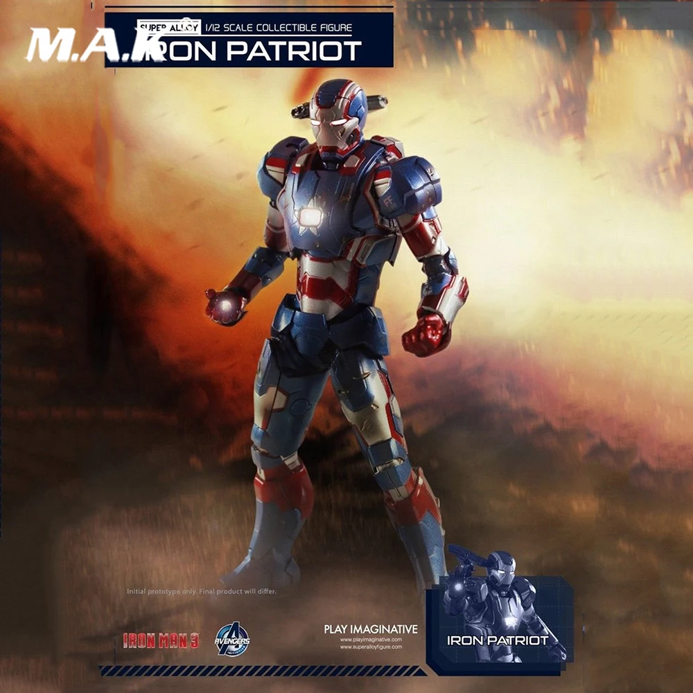 

1:12 Diecast Play Imaginative Super Alloy Iron Man 3 Steel Patriot Figure Model for Collection