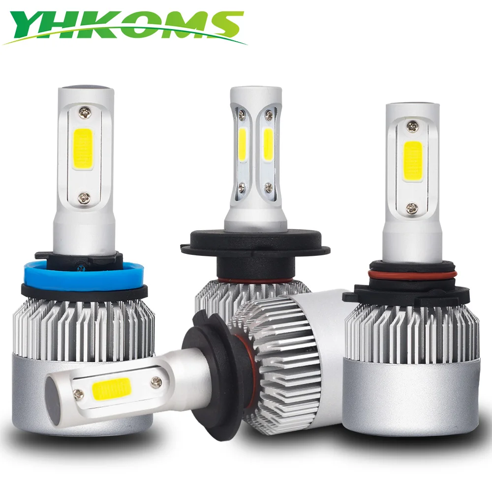 YHKOMS Автомобильные фары H11 H7 LED H4 H1 H3 880 881 9005 9006 H13 9004 9007 светодиодные лампы COB 6500K