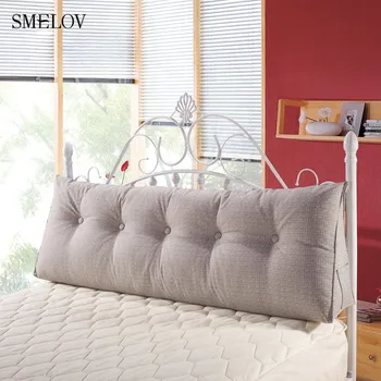 

luxury Pure color cotton linen large big long wedge bed pillow standard back support pillow rest cushion reading pillow for bed