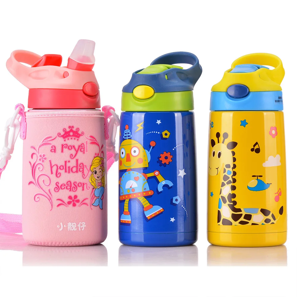 Kids Leak Proof Cup with Carrying Case miuse 25oz Water Bottle with Straw for Kids BFA Free Plastic Unicorn Water Bottle for Child,Outdoor