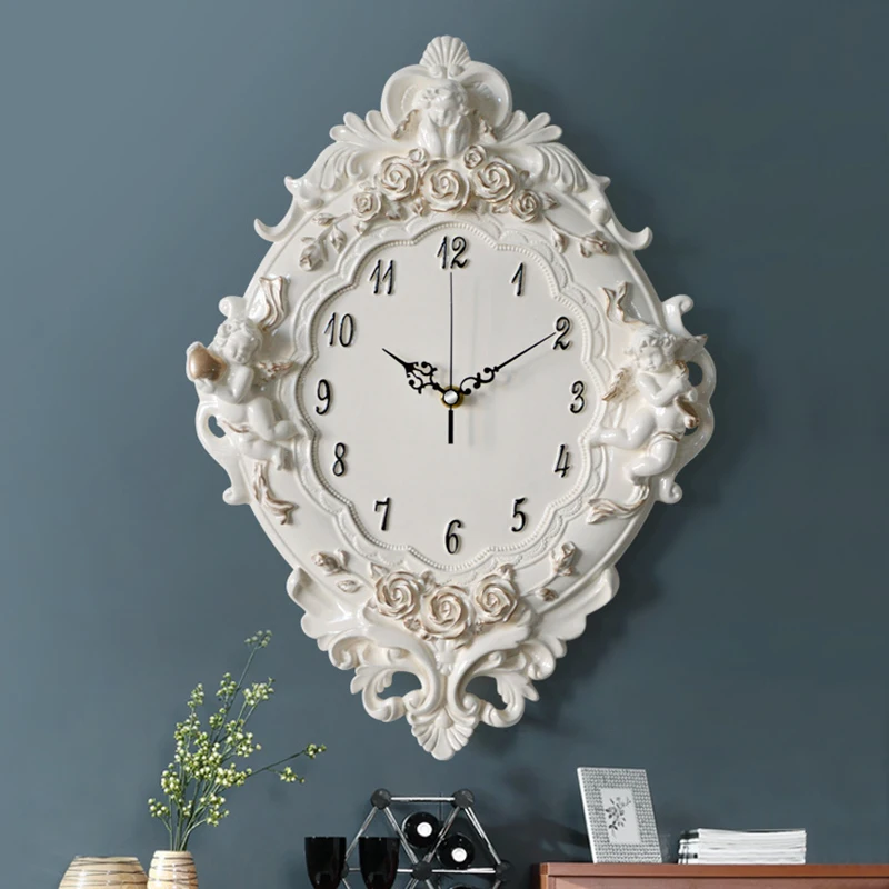 

3D Europe Vintage Wall Clock Mural Home Decoration Accessories Modern Large Single Face Digital Needle Clock Resin Handicraft