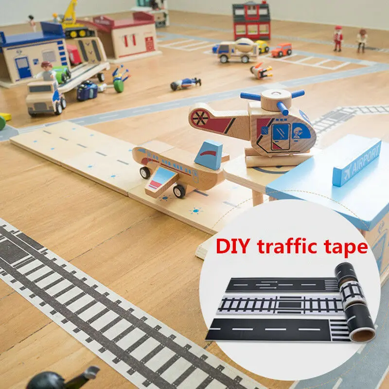 

Diy Kids Toys Road Traffic Tape Adhesive Railway Highway Freeway Road Tape Toys Children's Room Creative Decor