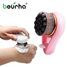 Мини милая мягкая меховая щётка для очищения лица, портативный размер, 3D средство для чистки лица, массажное средство для мытья лица, средство для ухода за кожей