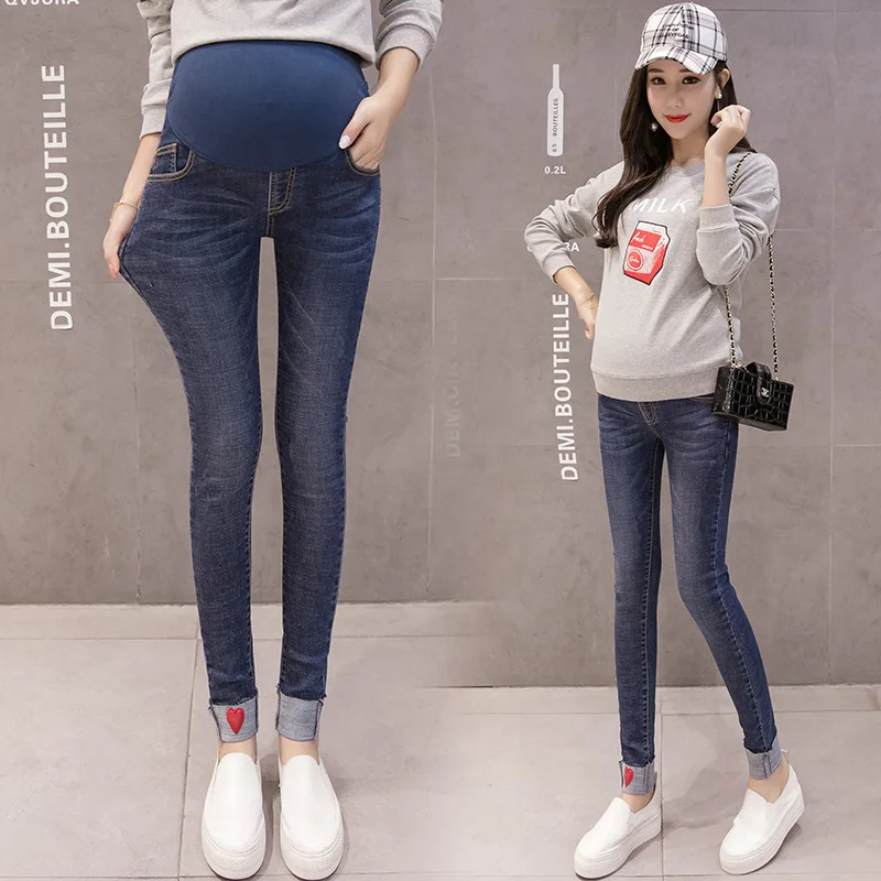 Elastic Waist Jeans For Pregnant Women Denim Trousers Nursing Maternity