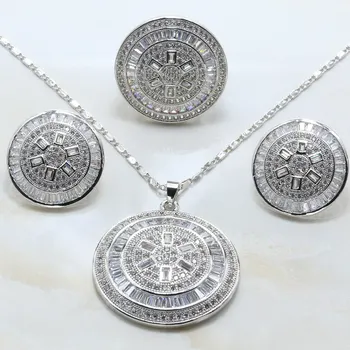 

Otogo Transing Fashion Silver Color White Crystal Marks Jewelry Sets White Crystal Earrings / Necklaces / Rings-S276