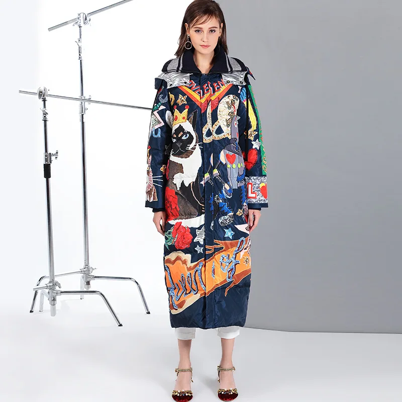 2018 winter jacket women down jackets plus size brand new printed