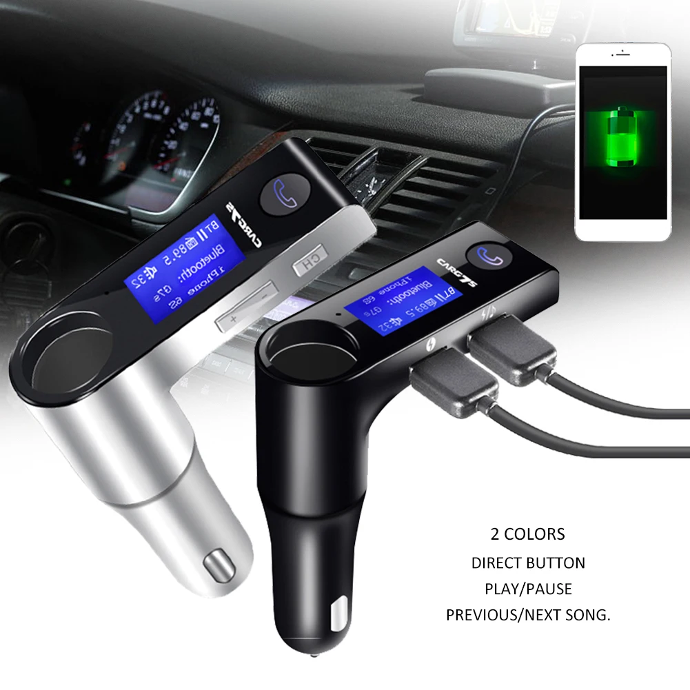Автомобильный MP3 с двумя портами USB и Bluetooth телефонные звонки в режиме Hands-Free стерео fm-передатчик Беспроводной FM радио адаптер AUX Быстрая зарядка Hud аксессуары