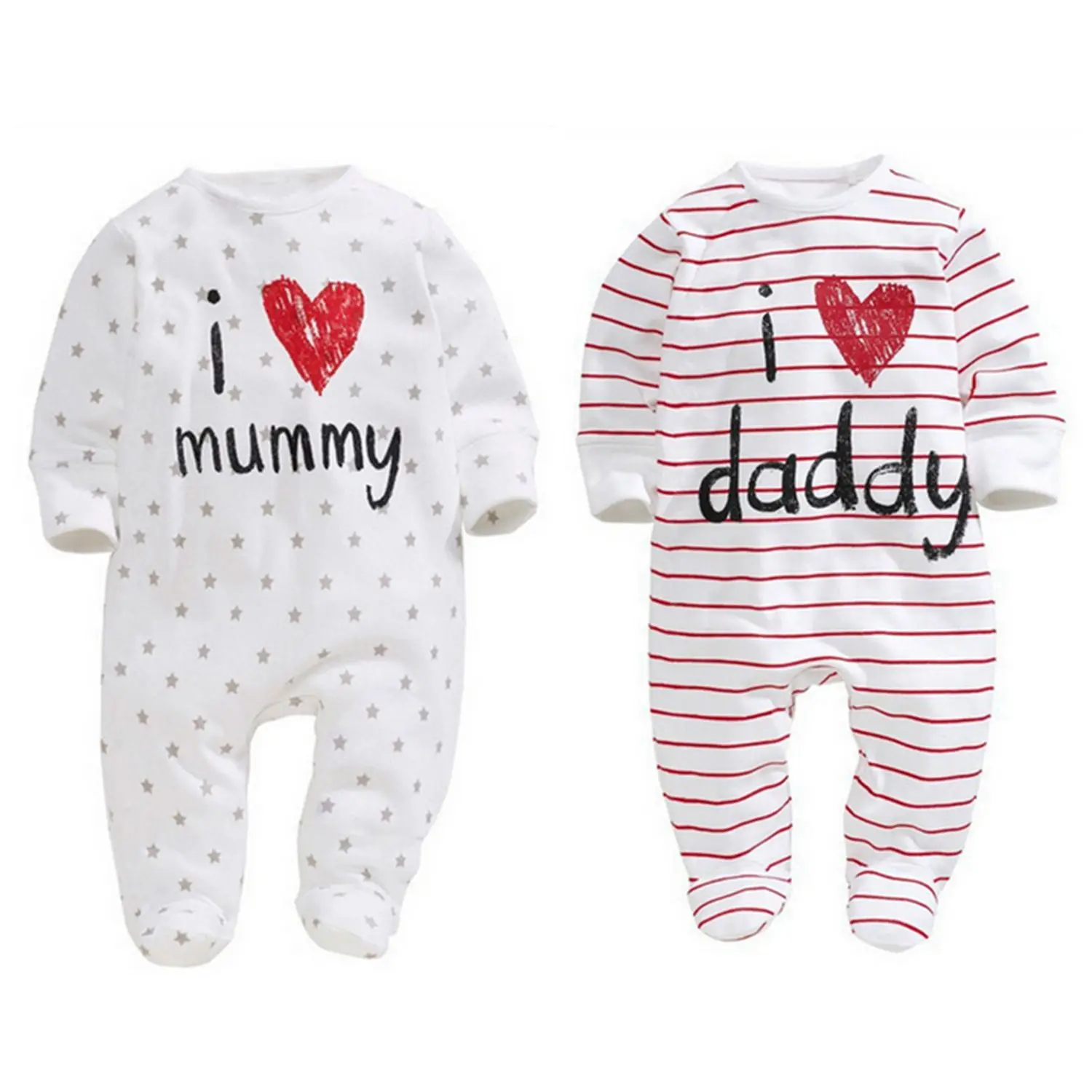 Mikrdoo/ стиль, детские комбинезоны для мальчиков и девочек, хлопковая одежда с длинными рукавами для новорожденных с надписью «I Love mummy& Daddy», комбинезон, одежда для малышей